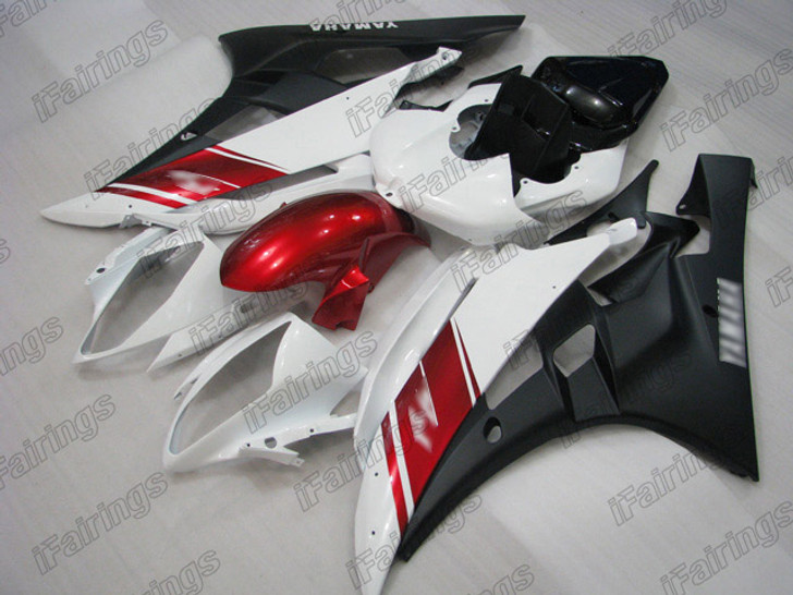 2006 2007 Yamaha YZF-R6 white red and black fairing kit