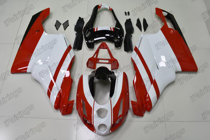 2003 2004 Ducati 749 999 custom fairing in red white and black.