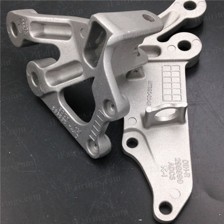 Aluminum alloy made replacement rider/front foot pegs and mount bracket kits for 2006-2010 Suzuki GSX-R600, GSX-R750, this style footrest assembly are light weight than OEM stock footrest and race-inspired design provides excellent traction and feedback. CNC machined from high-impact aluminum for durability and precise fitment.