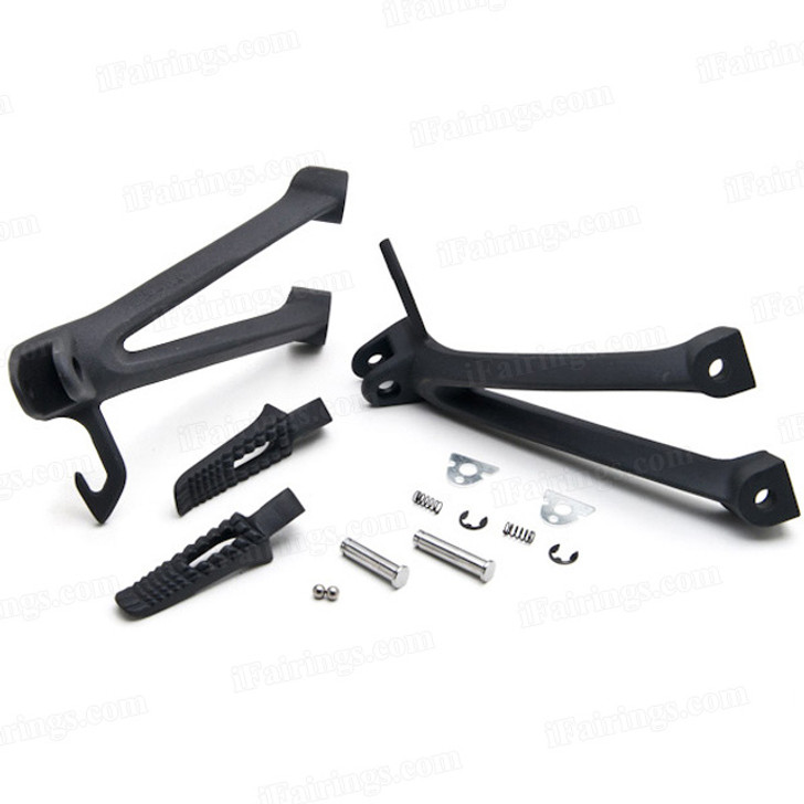Suzuki GSXR600, GSXR750 2006 2007 compatible passenger foot pegs and bracket assembly, CNC machined and precise fitment.
