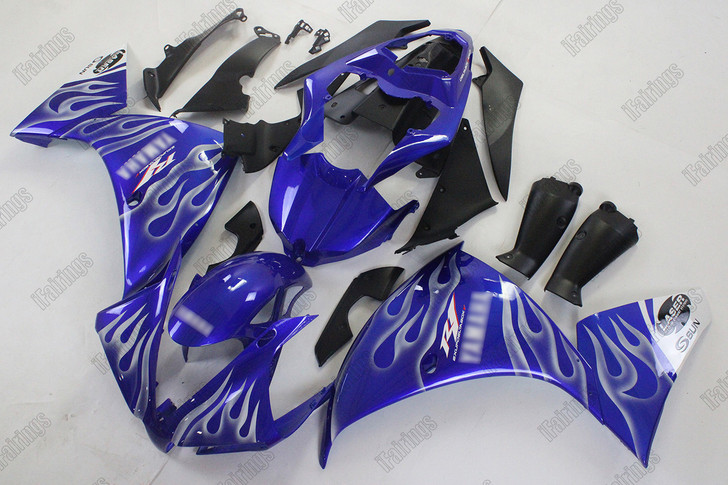 2012 2013 2014 YZF-R1 Fairing Kit - Blue Color with White Flame.