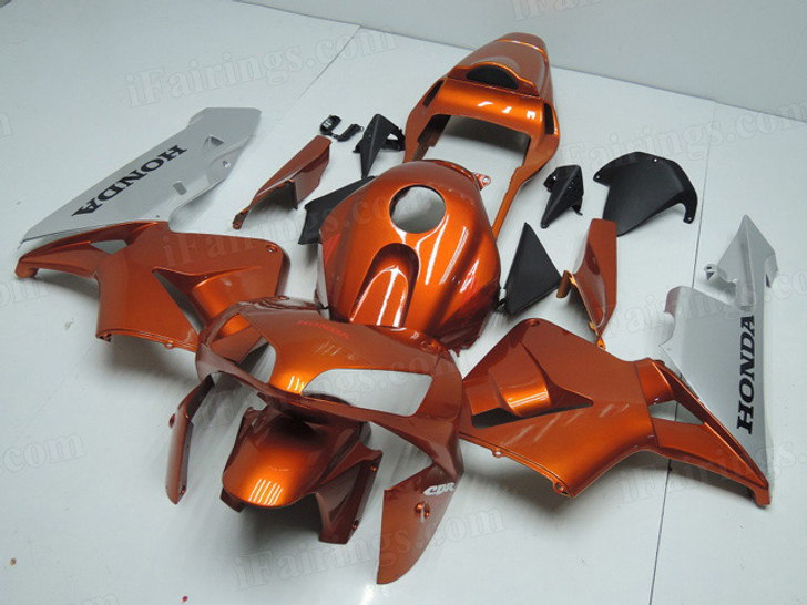 2003 2004 Honda CBR600RR Fairings in Orange and Silver theme. Replacement Fairings/Bodywork for 2003 2004 Honda CBR600RR.