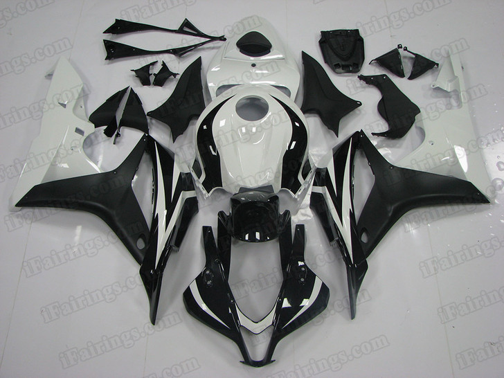 2007 2008 Honda CBR600RR white and black fairing for sale, all cbr600rr fairing cowls are perfect fitment and the paint is beautiful.