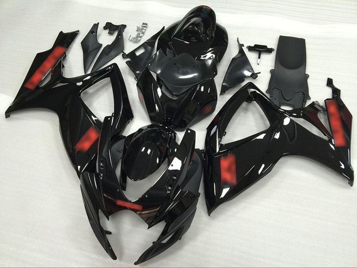 2006 2007 Suzuki GSXR 600/750 gloss black fairing red graphic