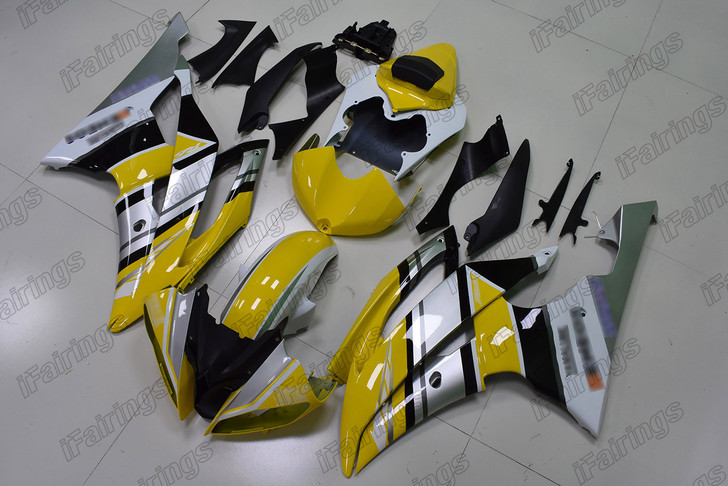 2008 to 2016 Yamaha YZF-R6 custom fairing yellow and silver