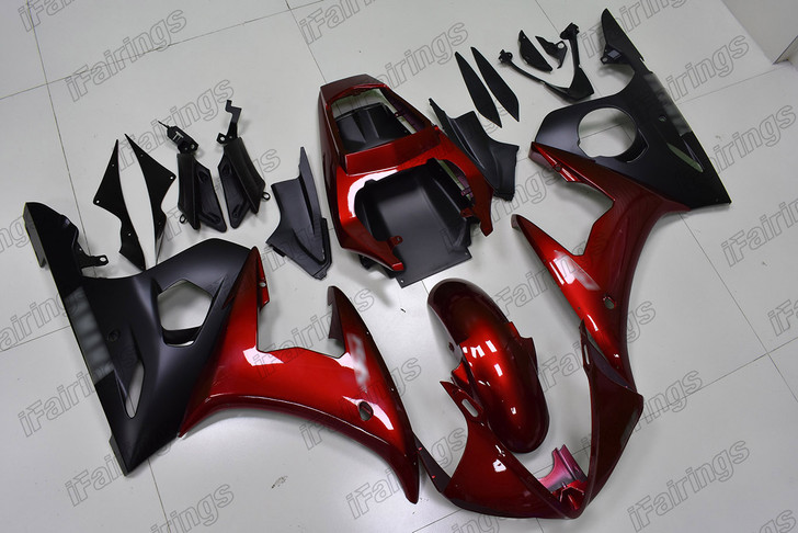 2003 2004 2005 Yamaha YZF-R6 custom fairing red and black