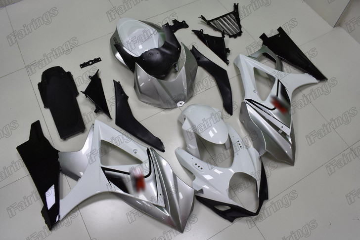 2007 2008 Suzuki GSXR1000 white and silver bodywork