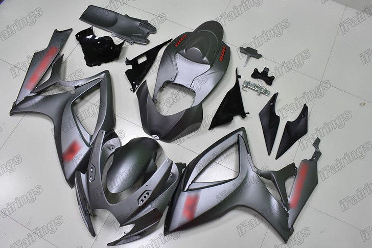 2006 2007 Suzuki GSXR 600/750 matte gray fairing with red stickers