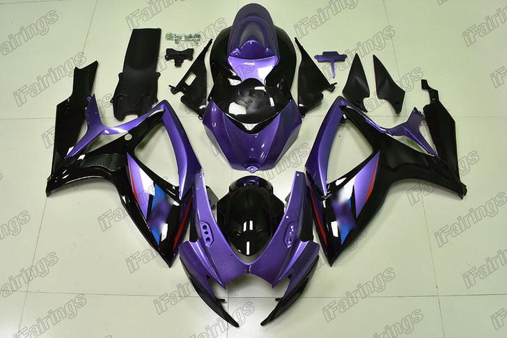2006 2007 Suzuki GSXR 600/750 aftermarket fairing purple and black scheme