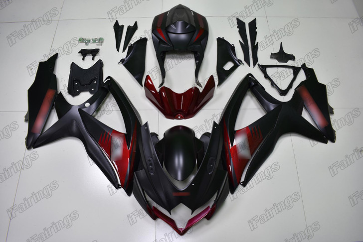 2008 2009 2010 Suzuki GSXR600 GSXR750 K8 K9 K10 matte black fairing red graphic