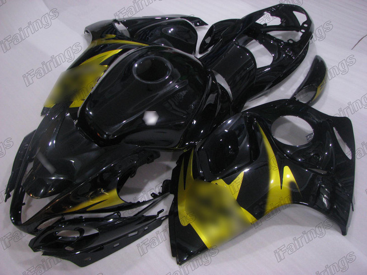 Suzuki Hayabusa GSX1300R gloss black fairing gold graphic