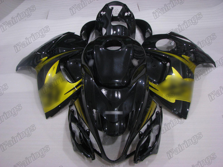 Suzuki Hayabusa GSX1300R custom fairing gloss black paint gold decals