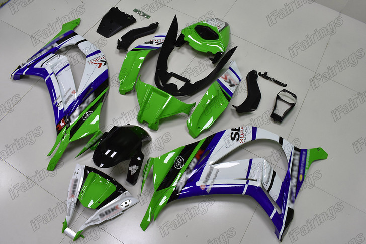 2011 2012 2013 2014 2015 Kawasaki Ninja ZX-10R green and white fairing 