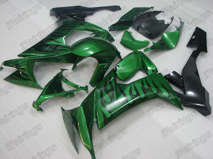 2008 2009 2010 Kawasaki Ninja ZX-10R custom fairing green and black