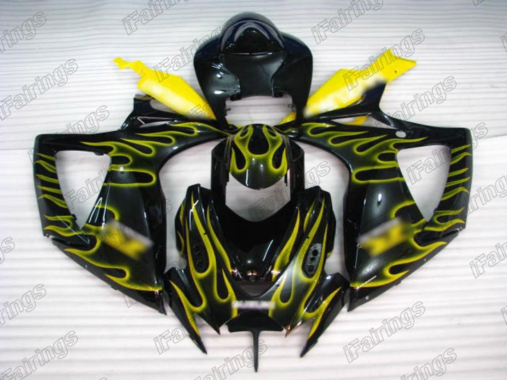 2006 2007 Suzuki GSXR 600/750 yellow flame fairings