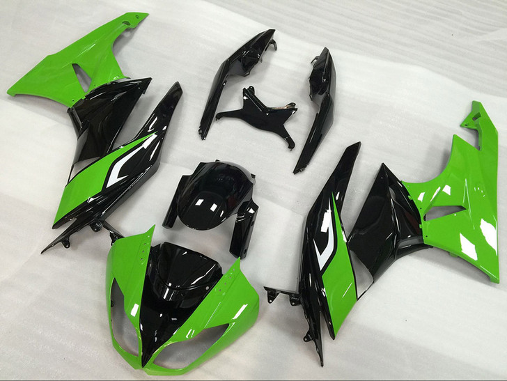 2009 2010 2011 2012 Kawasaki ZX-6R green and black fairing kit.