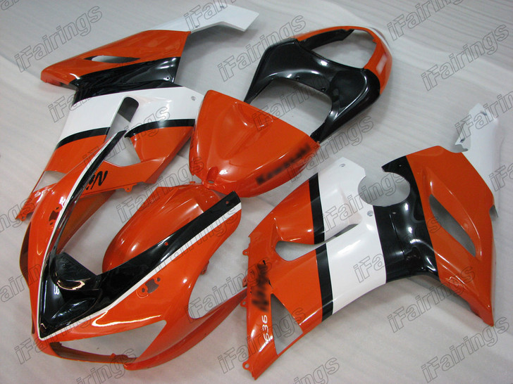 2005 2006 Kawasaki Ninja ZX-6R ZX-6RR 636 orange and white fairings