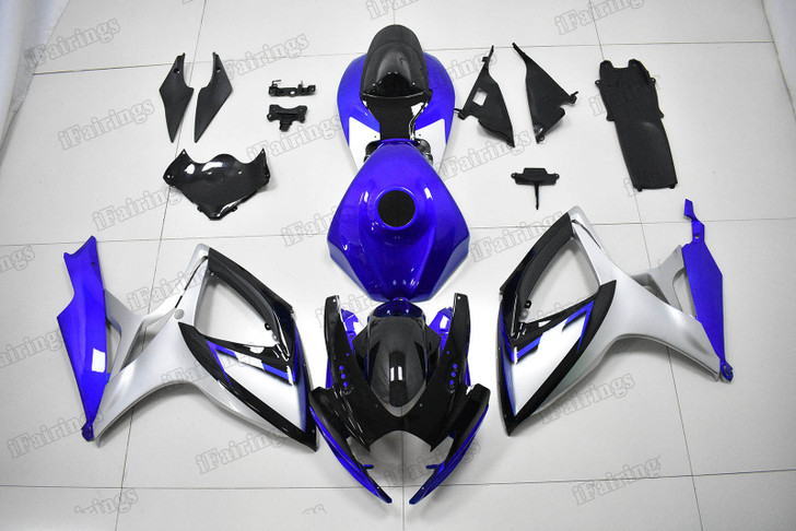 2006 2007 Suzuki GSXR600/750 custom fairing kit blue and silver paint