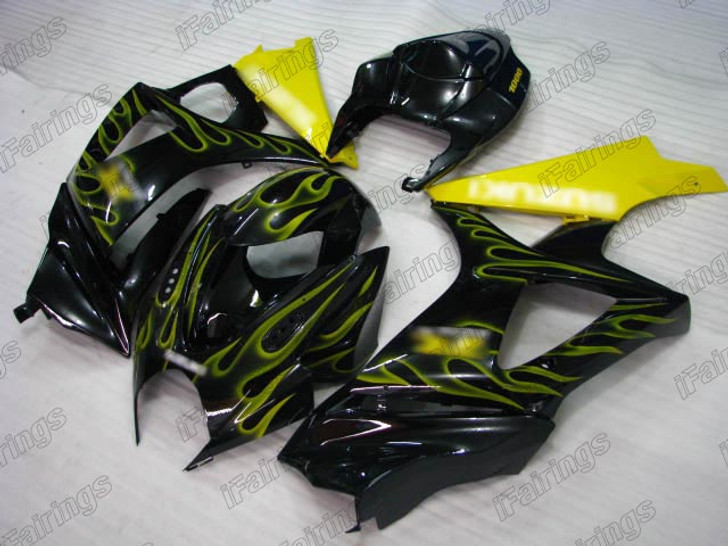 2007 2008 Suzuki GSXR1000 yellow flame fairing