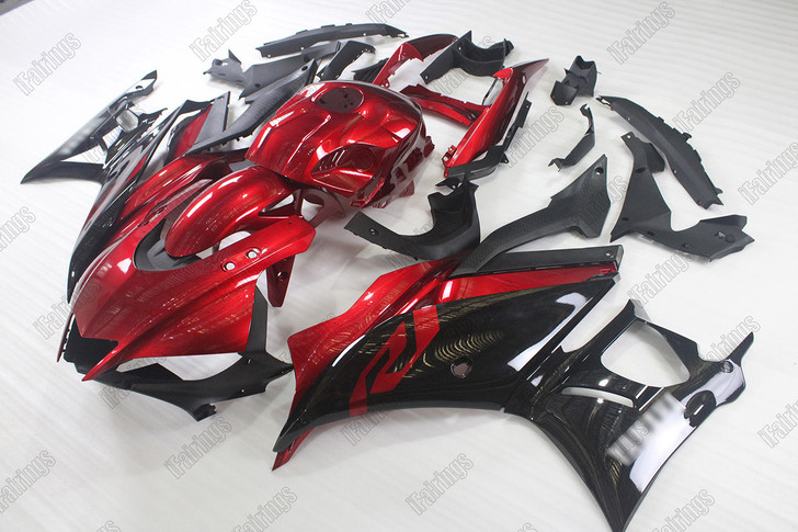 Aftermarket fairing for 2019 to 2024 Yamaha YZF-R3 red and black.
