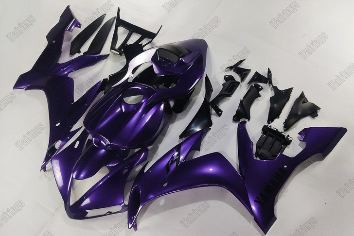 Aftermarket fairing for 2004 2005 2006 Yamaha YZF-R1 purple and black.