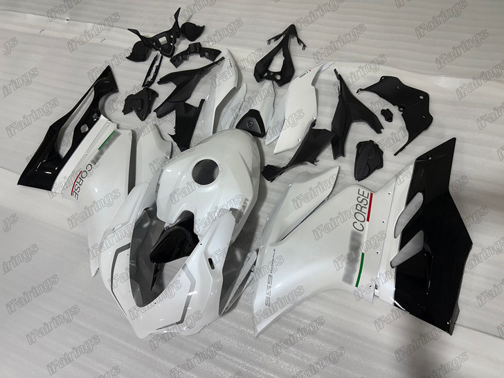 Aftermarket fairing for Ducati 959 1299 Panigale white and black.