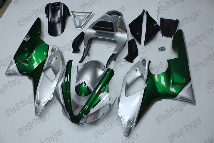 2000 2001 Yamaha YZF-R1 silver and green fairings