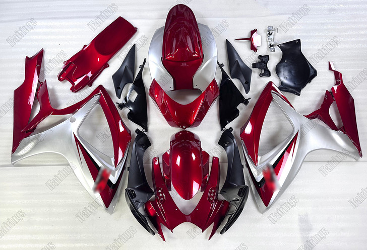 2006 2007 Suzuki GSX-R600/750 candy red_metallic silver bodywork