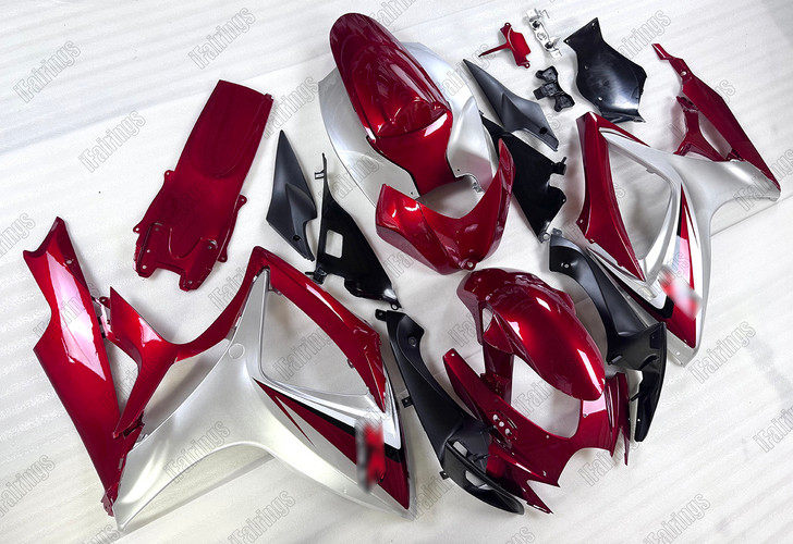 2006 2007 Suzuki GSX-R600/750 candy red_metallic silver body kits