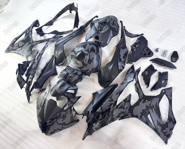 2023-2024 S1000RR Fairing Kit | Camouflage Pattern Matte Black/Matte Gray.