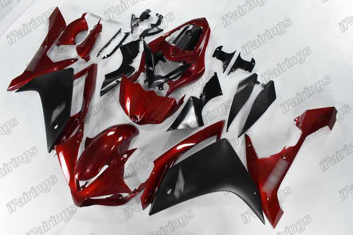 2007 2008 Yamaha YZF R1 candy red and matte black fairing kit.