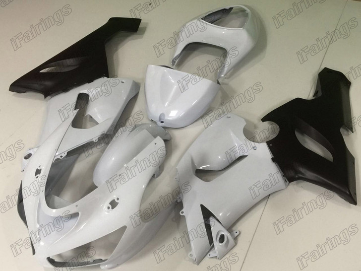 2005 2006 Kawasaki Ninja ZX-6R ZX-6RR 636 white and black fairings