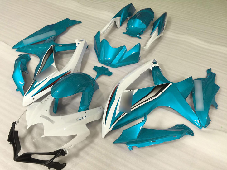 2008 2009 2010 Suzuki GSXR600 GSXR750 K8 K9 K10 custom fairing blue and white