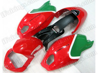Motorcycle fairings for Ducati Monster 696/796/1100 red and greeb, these fairings are injection molded and 100% fit factory bike. All the fairings are fast and free shipping.