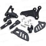 Aluminum alloy made replacement rider/front foot pegs and mount bracket kits for 2006-2010 Suzuki GSX-R600, GSX-R750, this style footrest assembly are light weight than OEM stock footrest and race-inspired design provides excellent traction and feedback. CNC machined from high-impact aluminum for durability and precise fitment.