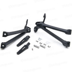 Aluminum alloy made replacement passenger/rear foot pegs and mount bracket assembly for 2008-2010 Suzuki GSX-R600, GSX-R750, these style footrest assembly are light weight than OEM stock footrest and race-inspired design provides excellent traction and feedback. CNC machined from high-impact aluminum for durability and precise fitment.