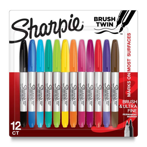SHARPIE® BRUSH TWIN PERMANENT MARKERS