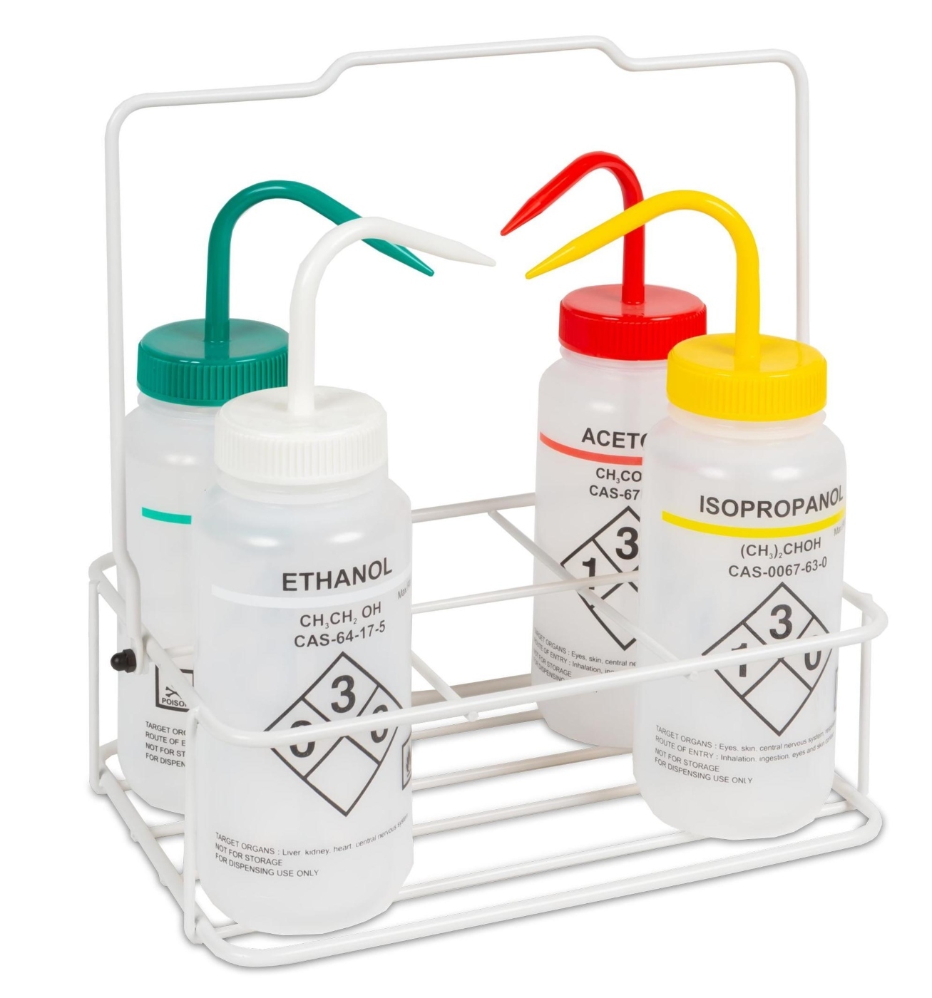 Laboratory Wash Bottles, Safety Labeled and Self-Venting