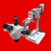 AmScope SM-4 Series Simul-Focal Lockable Zoom Trinocular Stereo Microscope 7X-45X Magnification on Double Arm Boom Stand, SM-4NTP