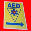 Accuform MFSD415 Safety Sign: AED (Automated External Defibrillator - Right Arrow) Adhesive Dura-Vinyl, 14"x 10" Pack of 5