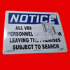 NSI 29813 P1014 Notice All Vehicles And Personnel Entering Or Leaving The Premises Subject To Search OSHA Safety Sign 10"x14" , Plastic, Pack of 10
