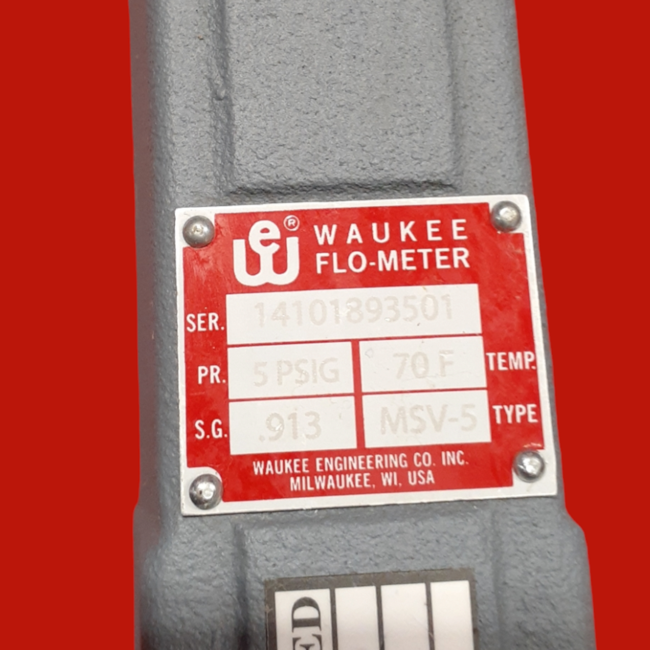 Waukee MSV-5 95% Nitrogen/5% Hydrogen Flo-Meter