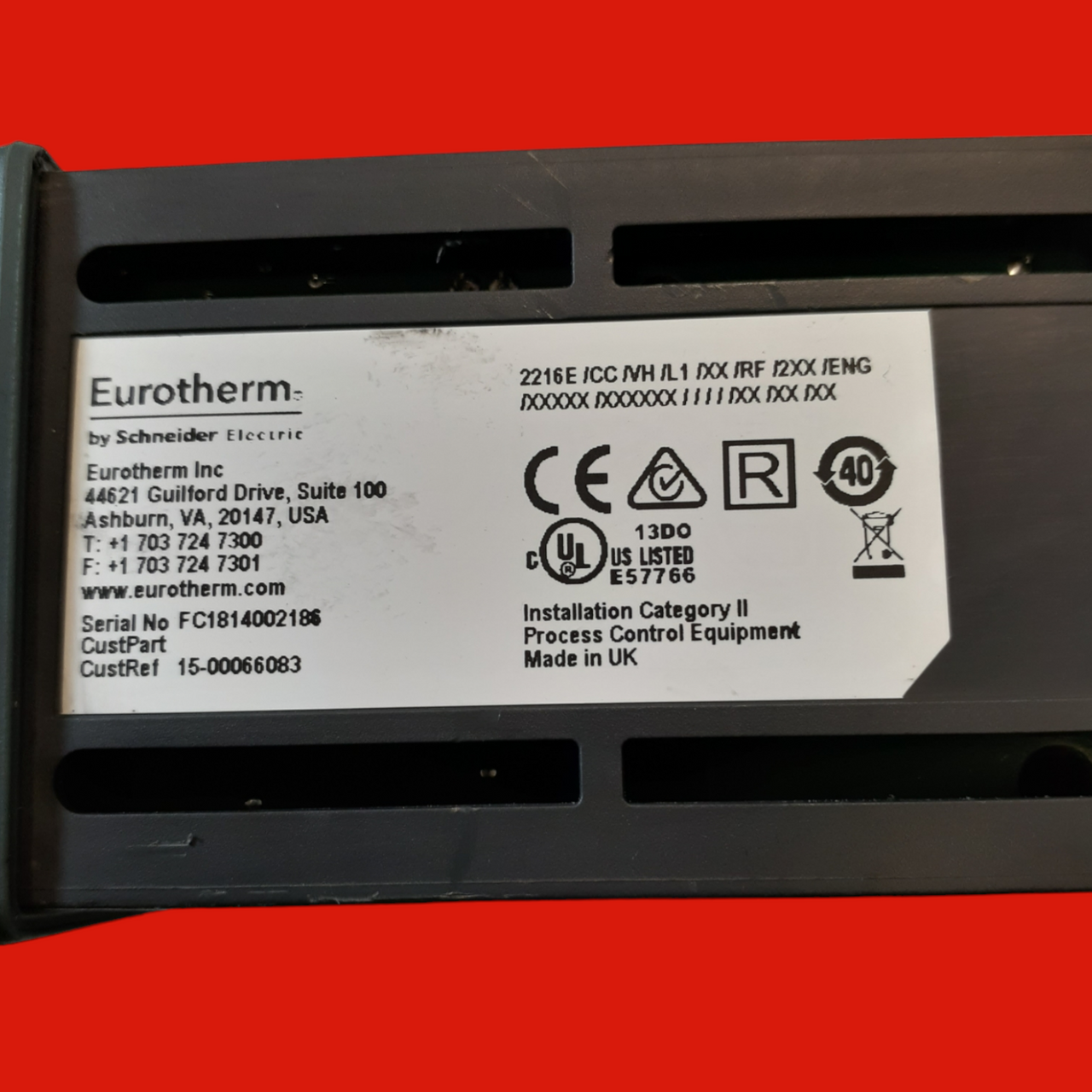 Eurotherm 2216e Temperature Controller/Programmer, 2216E/CC/VH//L1/XX/RF/2XX/ENG/XXXXX/XXXXXX/////XX/XX/XX