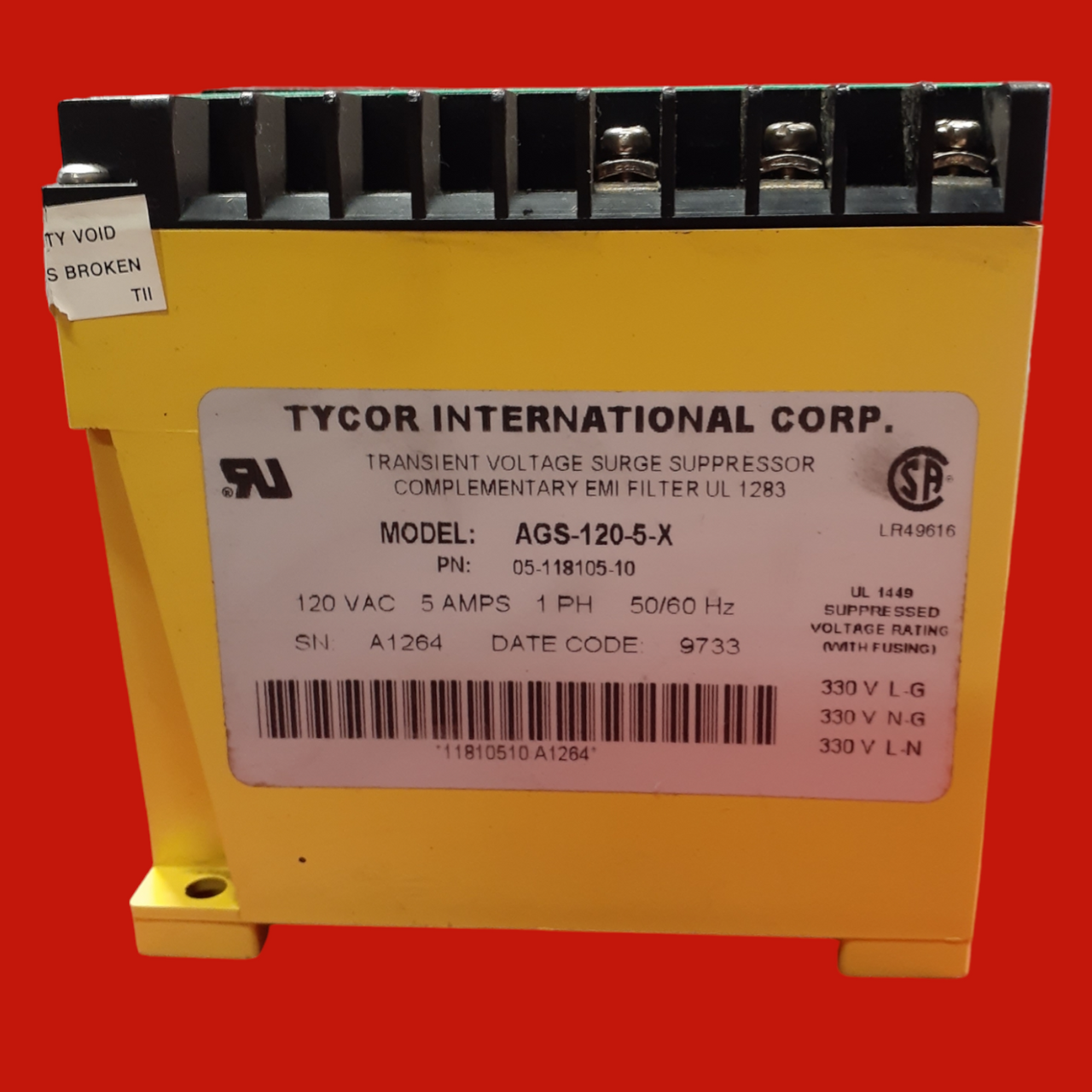 Tycor International Corp. Transient Voltage Surge Suppressor, AGS-120-5-X