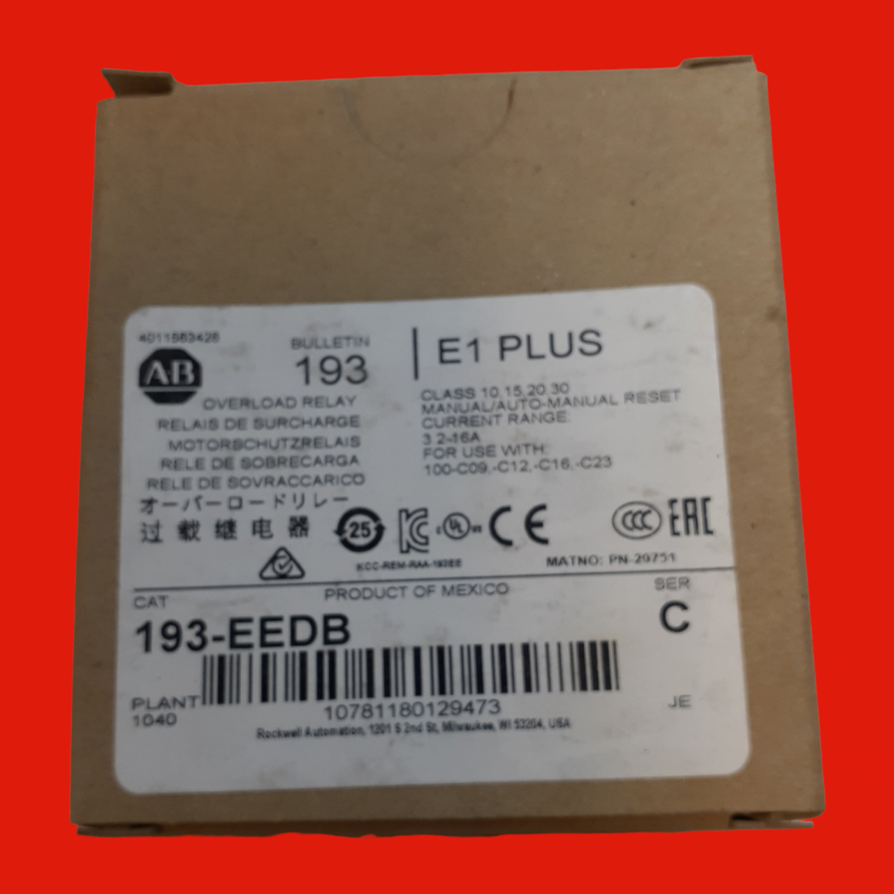 Allen Bradley 193-EEDB Relay Overload
