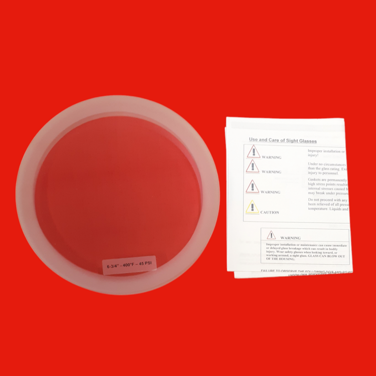 Ernst Flow Industries Borosilicate Plain (Annealed) Sight Glass 45 PSI, 3/4" X 6-3/4"