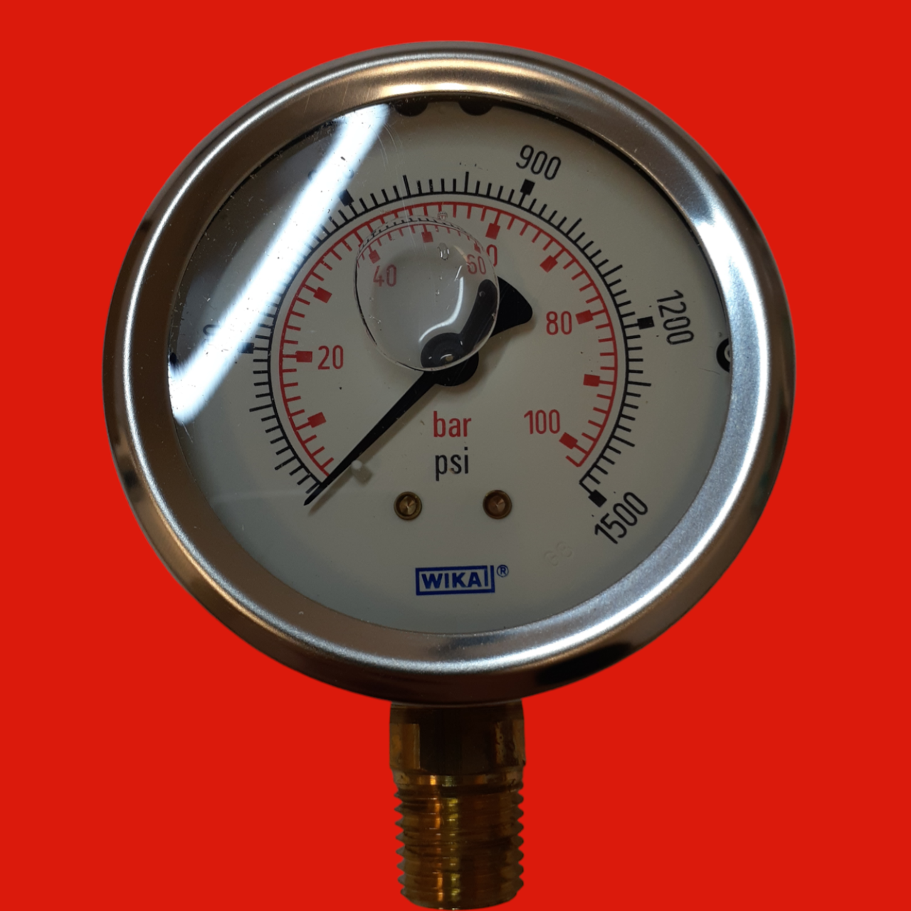 Wika 9692083 (213.53) 2-1/2" Dial, 1500 PSI/Bar Pressure Gauge