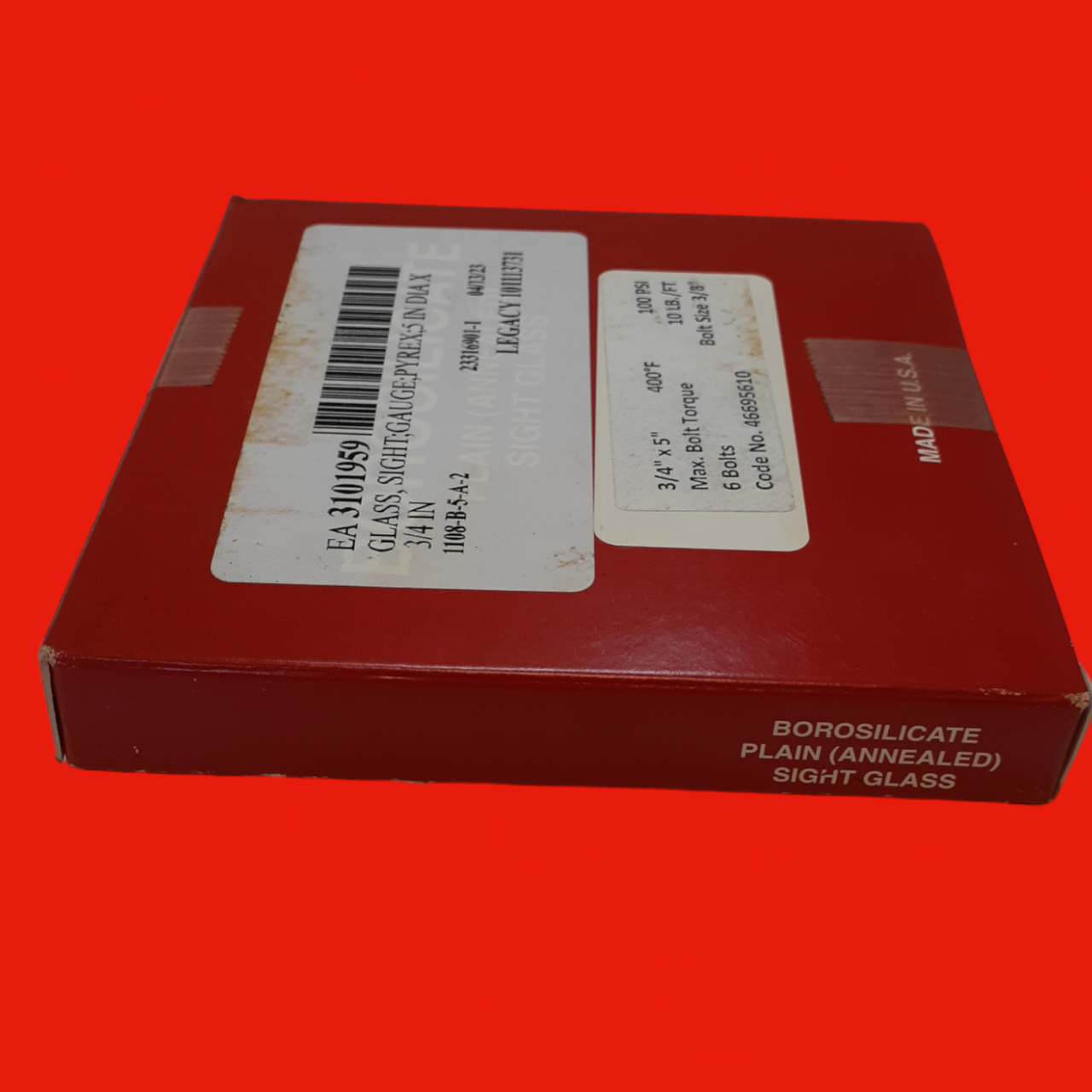 Ernst Flow Industries Borosilicate Plain (Annealed) Sight Glass 100 PSI, 3/4" X 5"