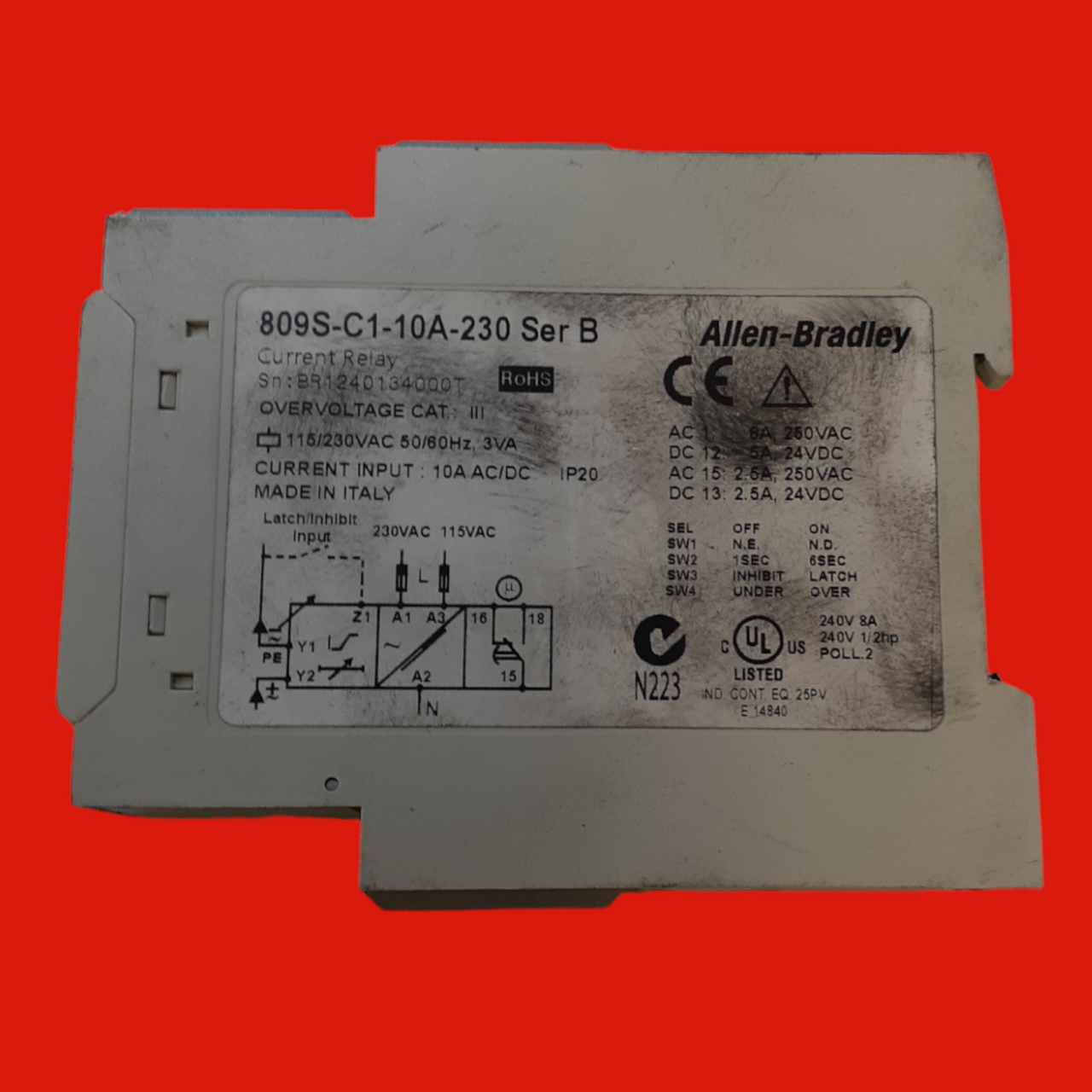 Allen Bradley Monitoring/Shock Relay, 809S-C1-10A-230