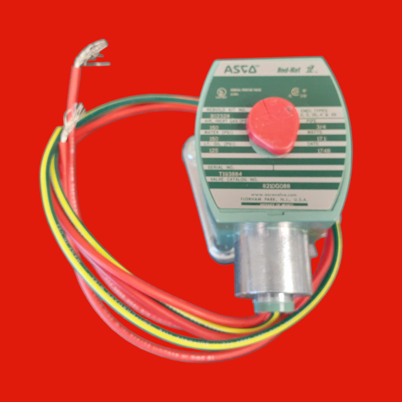 Asco 8210G088 Solenoid Valve: 2-Way, Normally Closed, 3/4 in Pipe Size, 110V AC/120V AC, Watertight